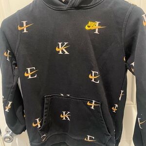 Nike Black Hoodie with Gold Logo Print for Kids, XL